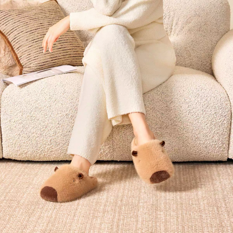 The Capybara Fluffy Slippers