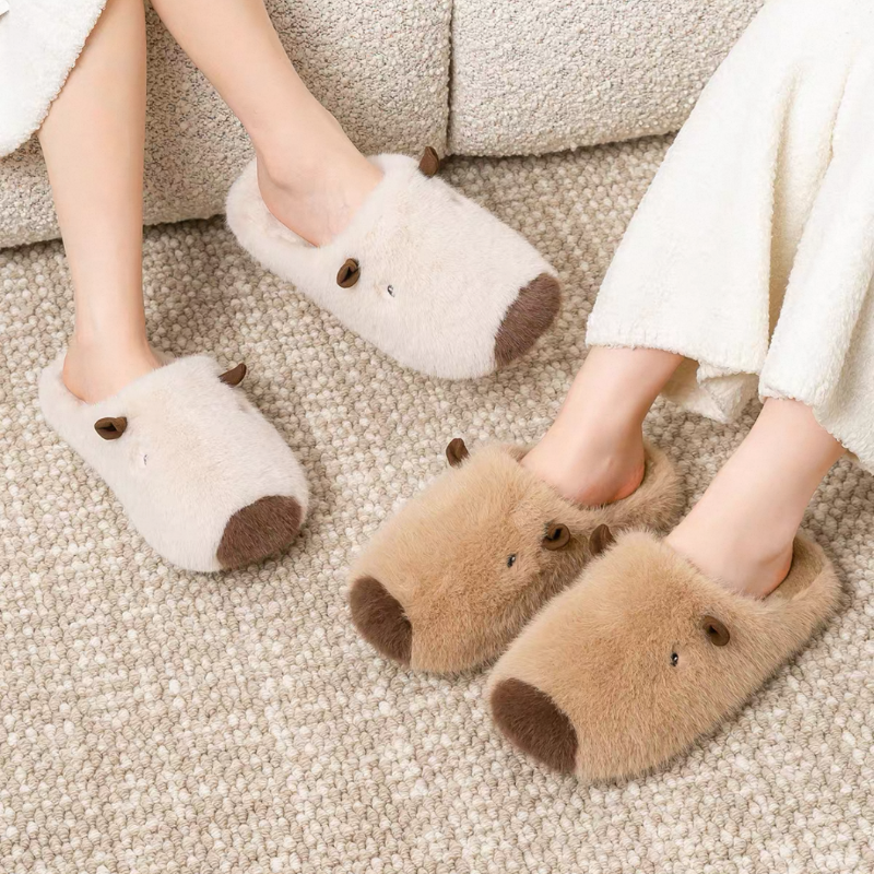 The Capybara Fluffy Slippers