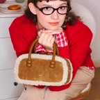 The Lamb Wool  Fluffy Boston Bag