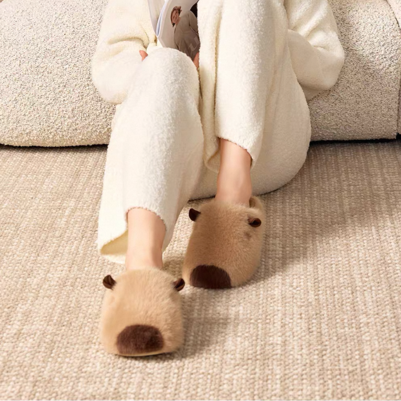 The Capybara Fluffy Slippers