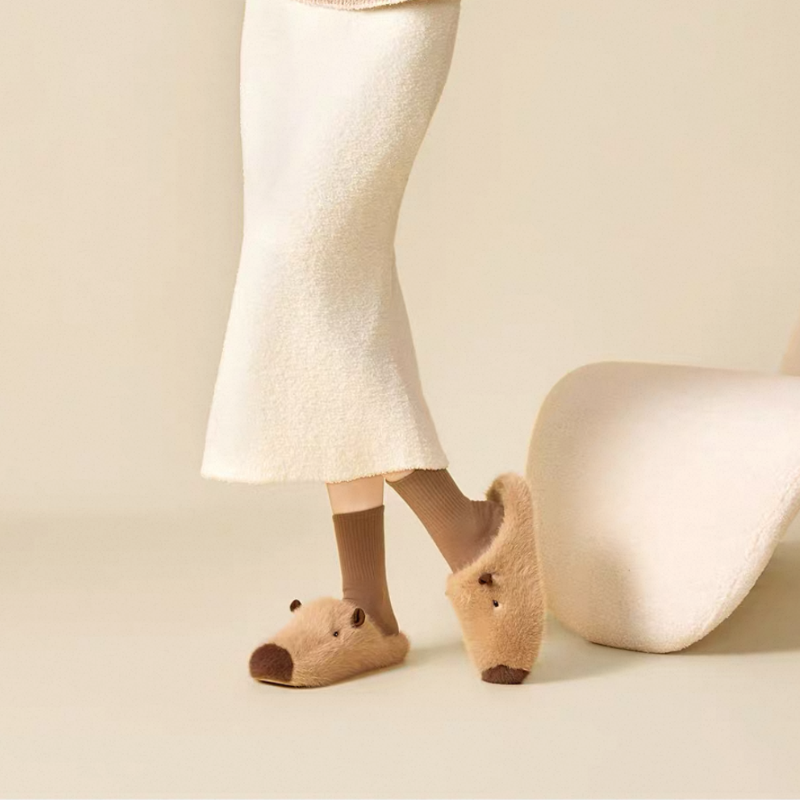 The Capybara Fluffy Slippers