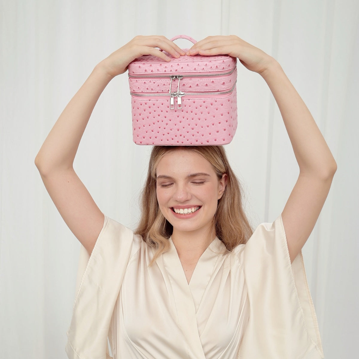 Duo Vanity Case – Ostrich Pink