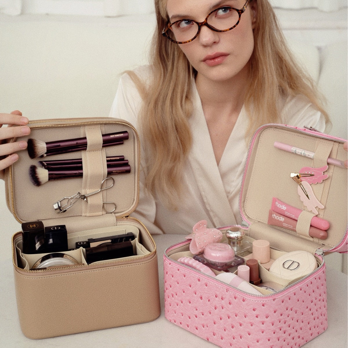 Duo Vanity Case – Ostrich Pink